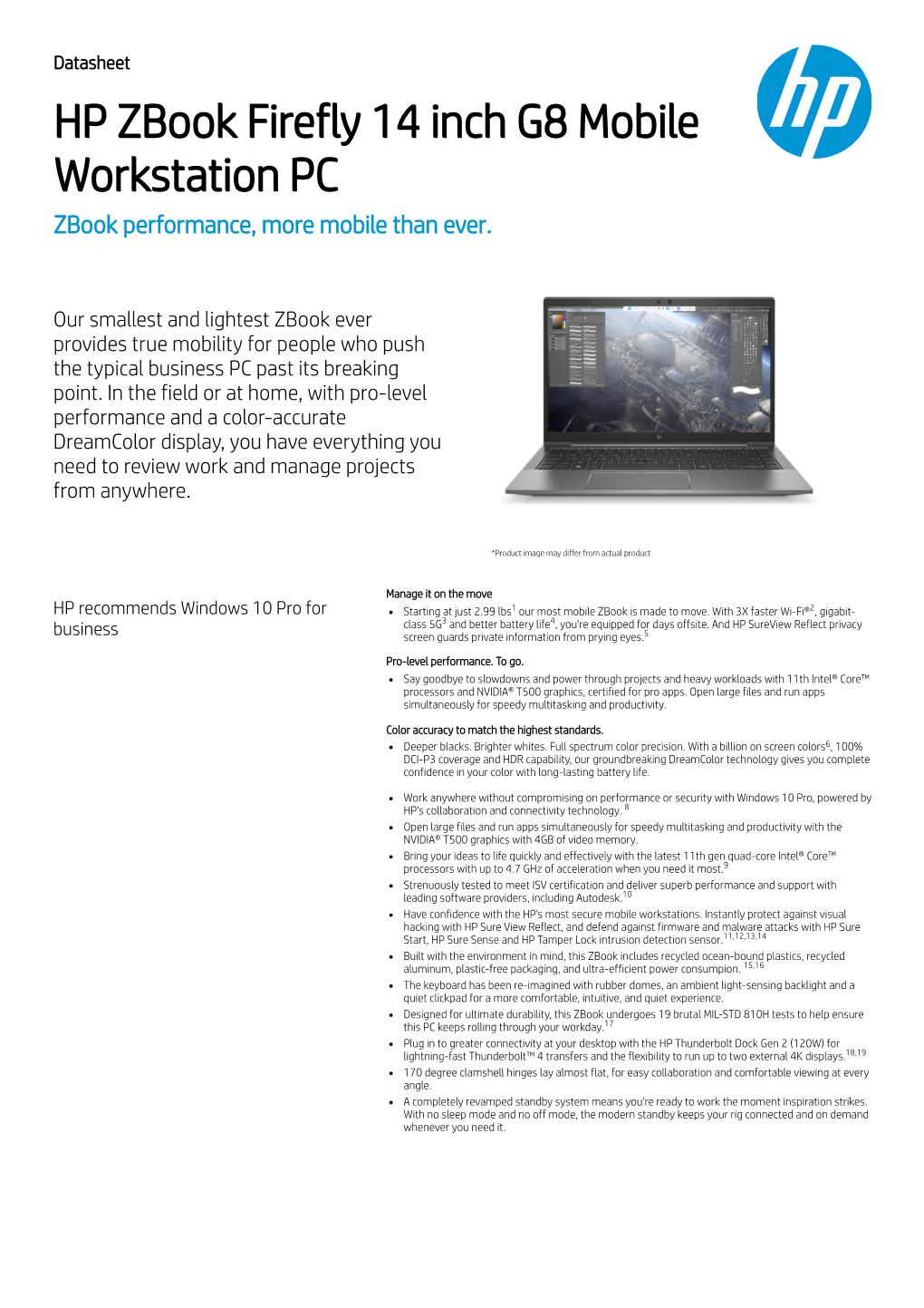 HP Zbook Firefly 14 Inch G8 Mobile Workstation PC Zbook Performance, More Mobile Than Ever
