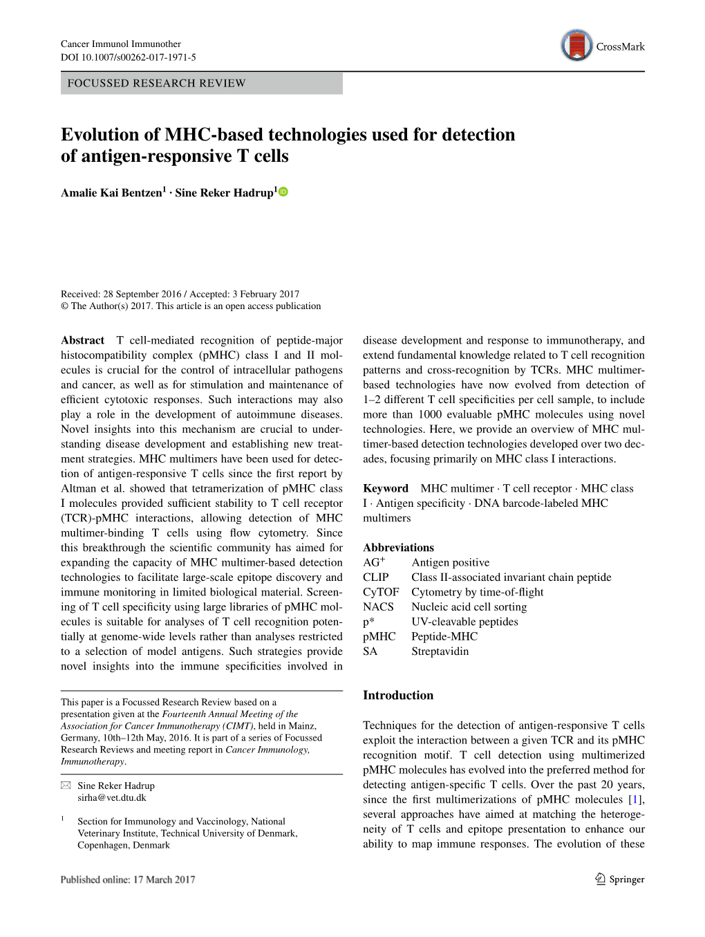 Evolution of MHC-Based Technologies Used for Detection of Antigen-Responsive T Cells