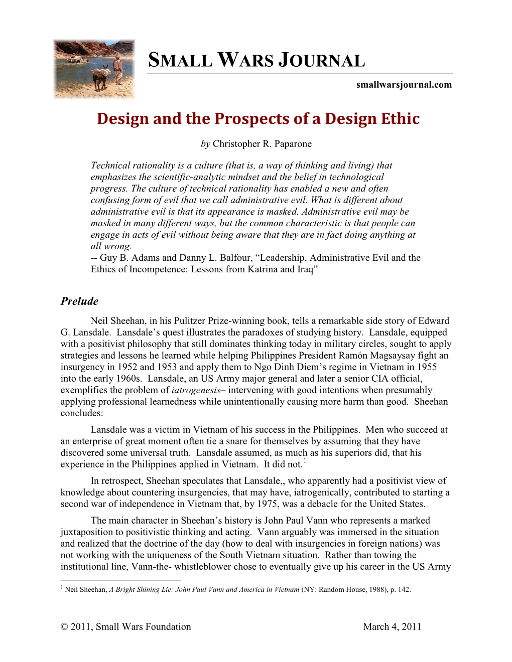 Design and the Prospects of a Design Ethic