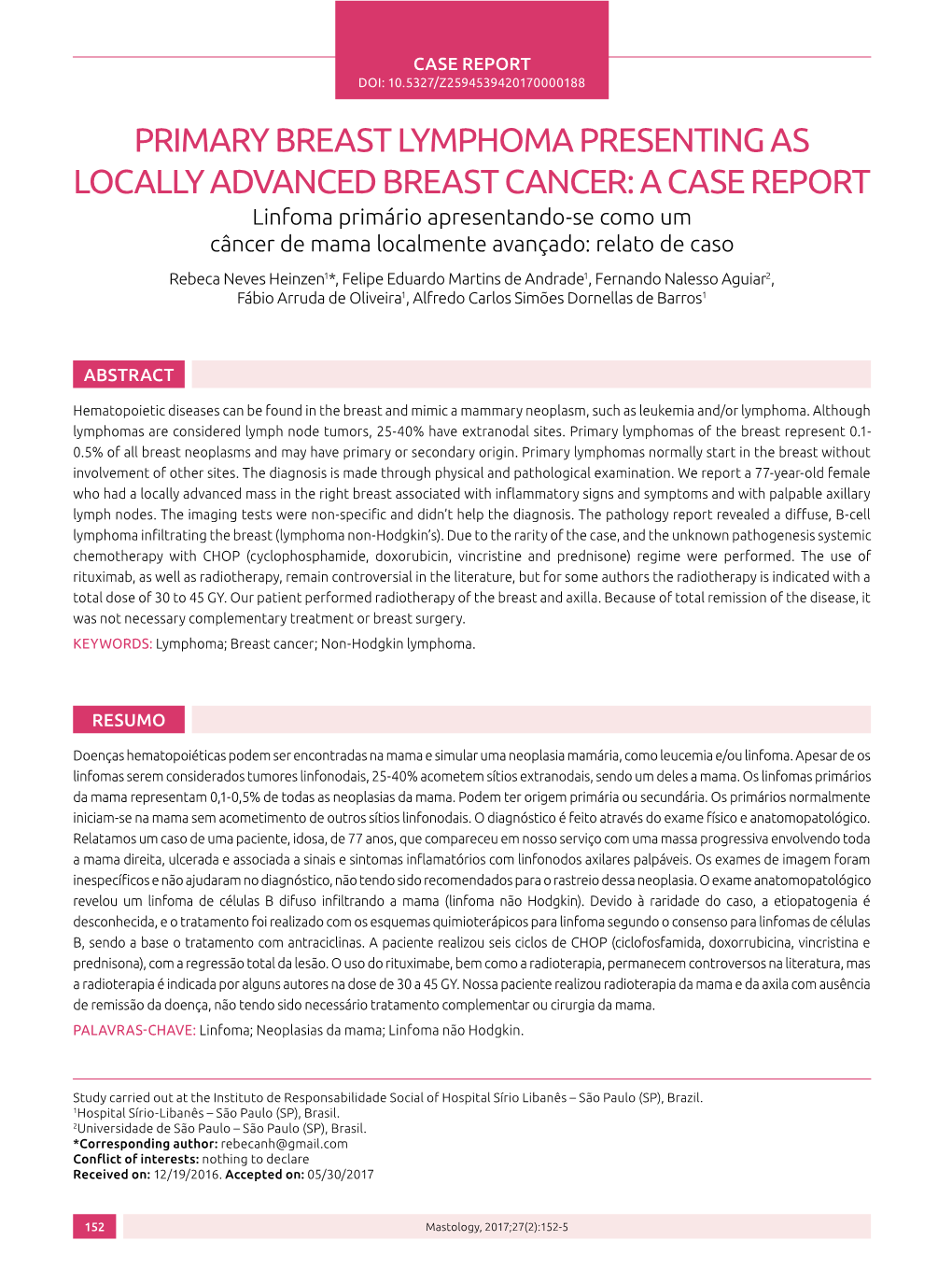 Primary Breast Lymphoma Presenting As Locally