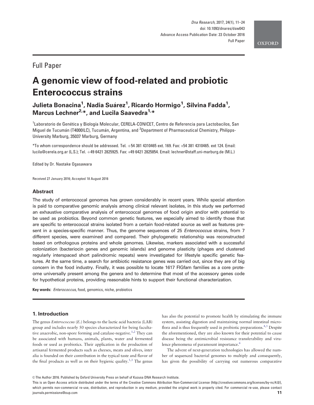 A Genomic View of Food-Related and Probiotic Enterococcus Strains