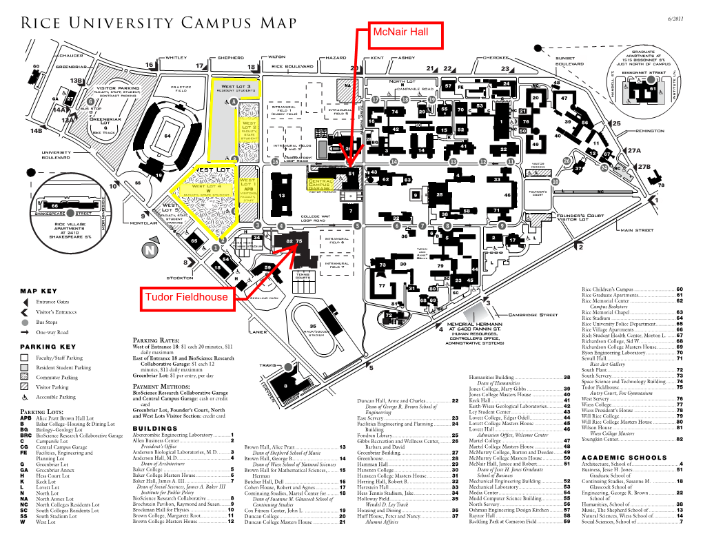 Rice University Campus Map 6/2011