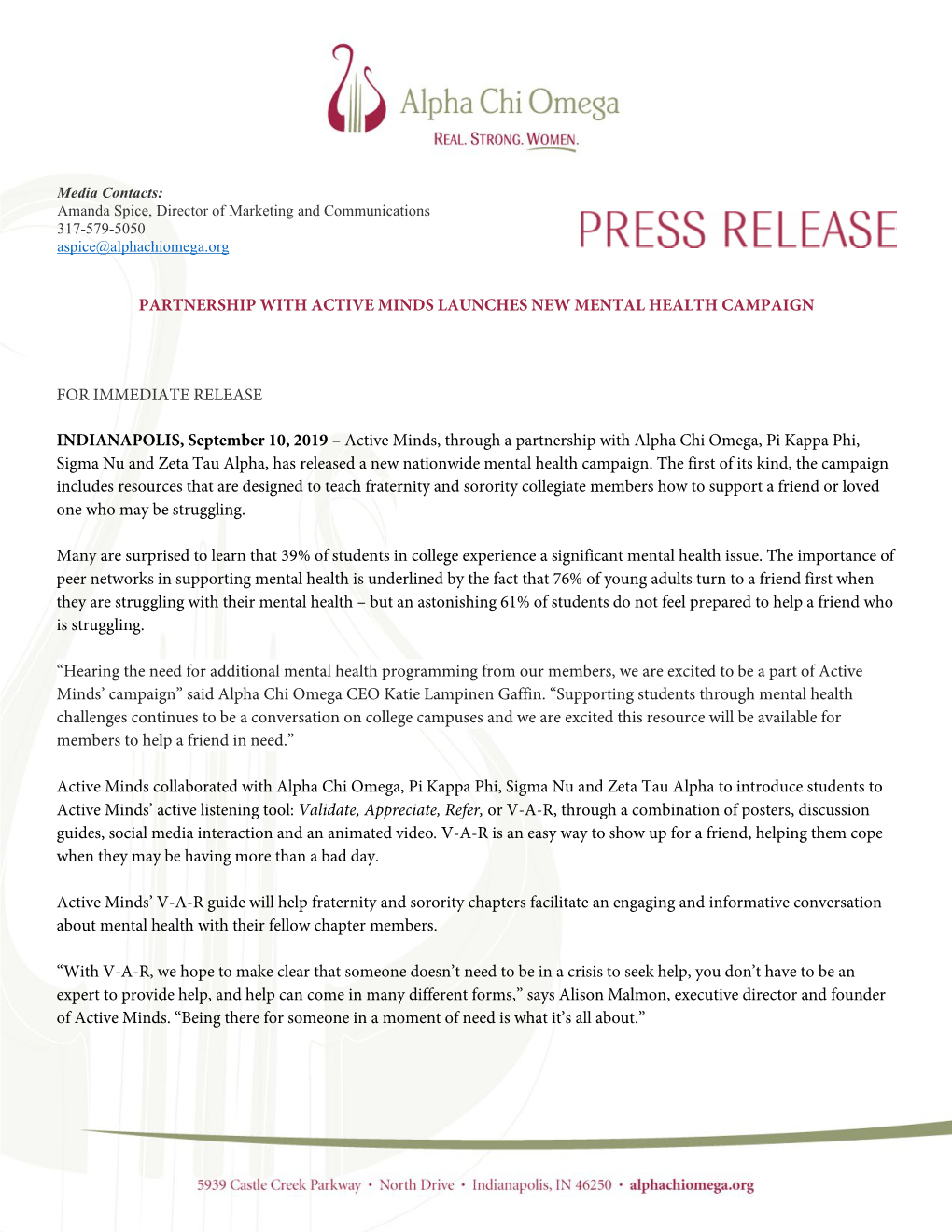 Press Release 2019 Active Minds