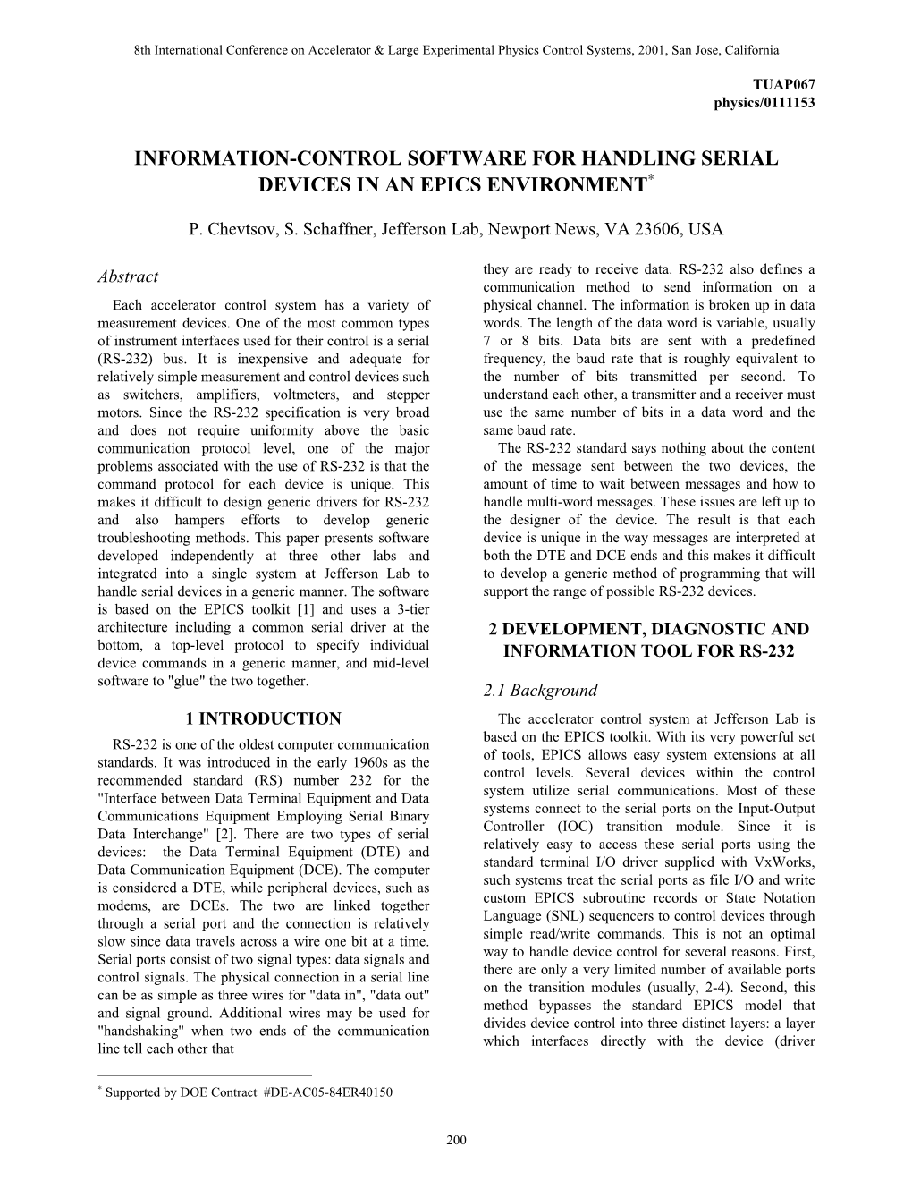 Information-Control Software for Handling Serial Devices in an EPICS Environment{*}