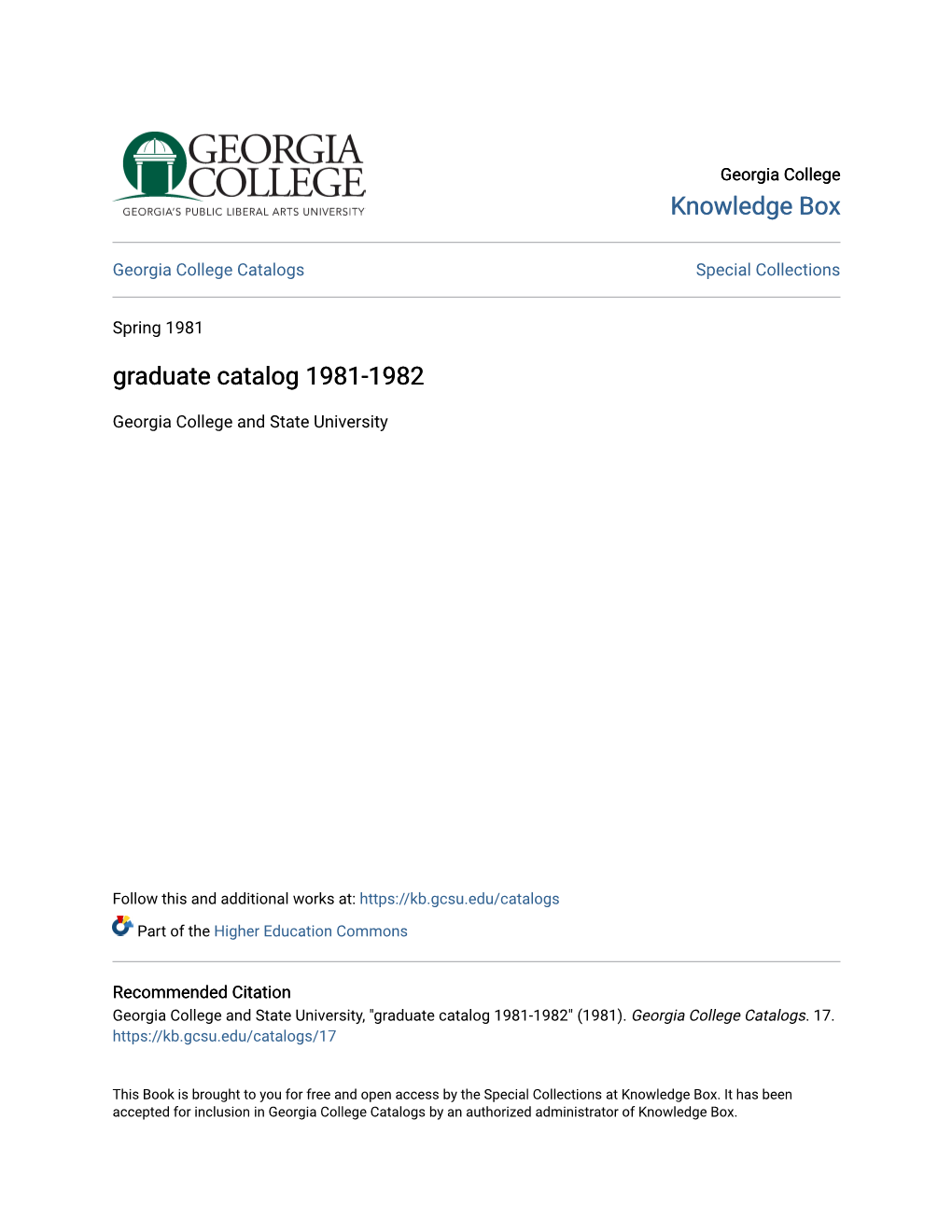 Graduate Catalog 1981-1982