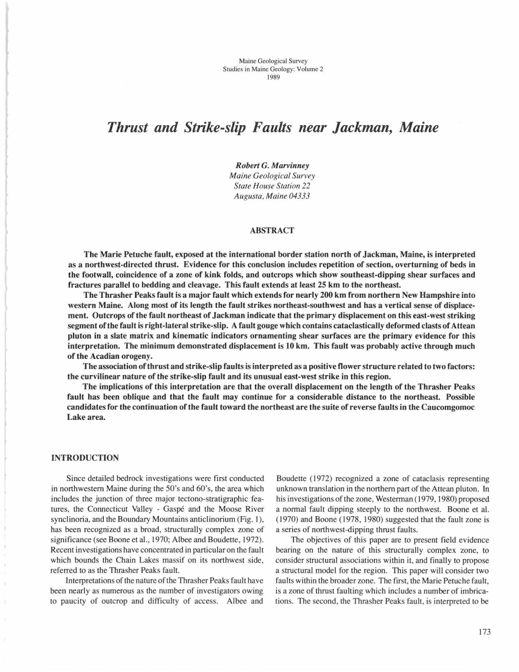 Thrust and Strike-Slip Faults Near Jackman, Maine