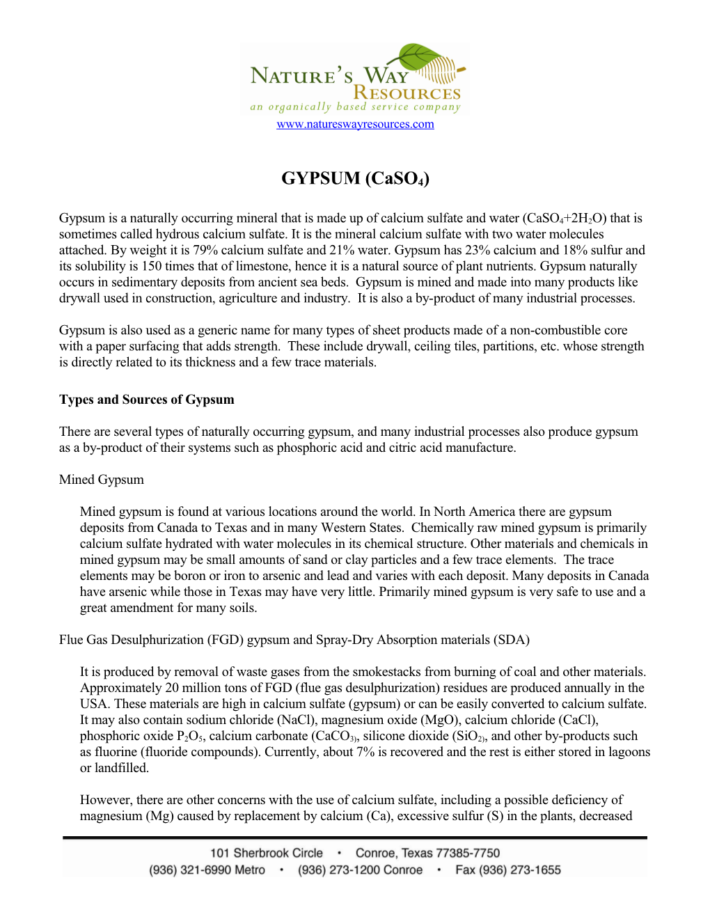 Types and Sources of Gypsum