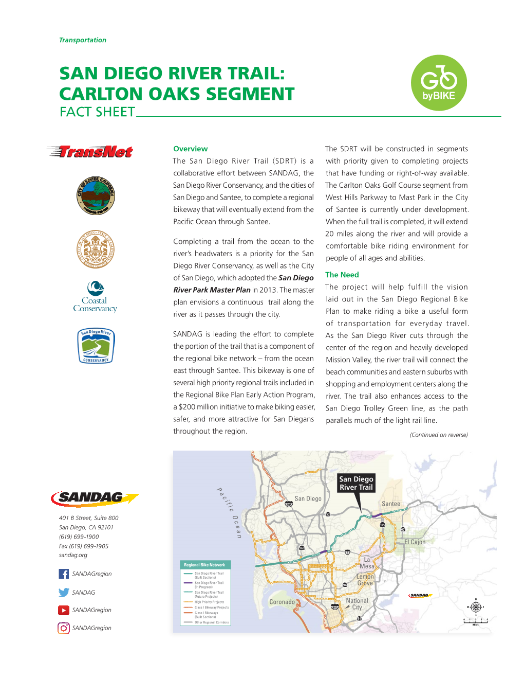 San Diego River Trail: Carlton Oaks Segment Fact Sheet