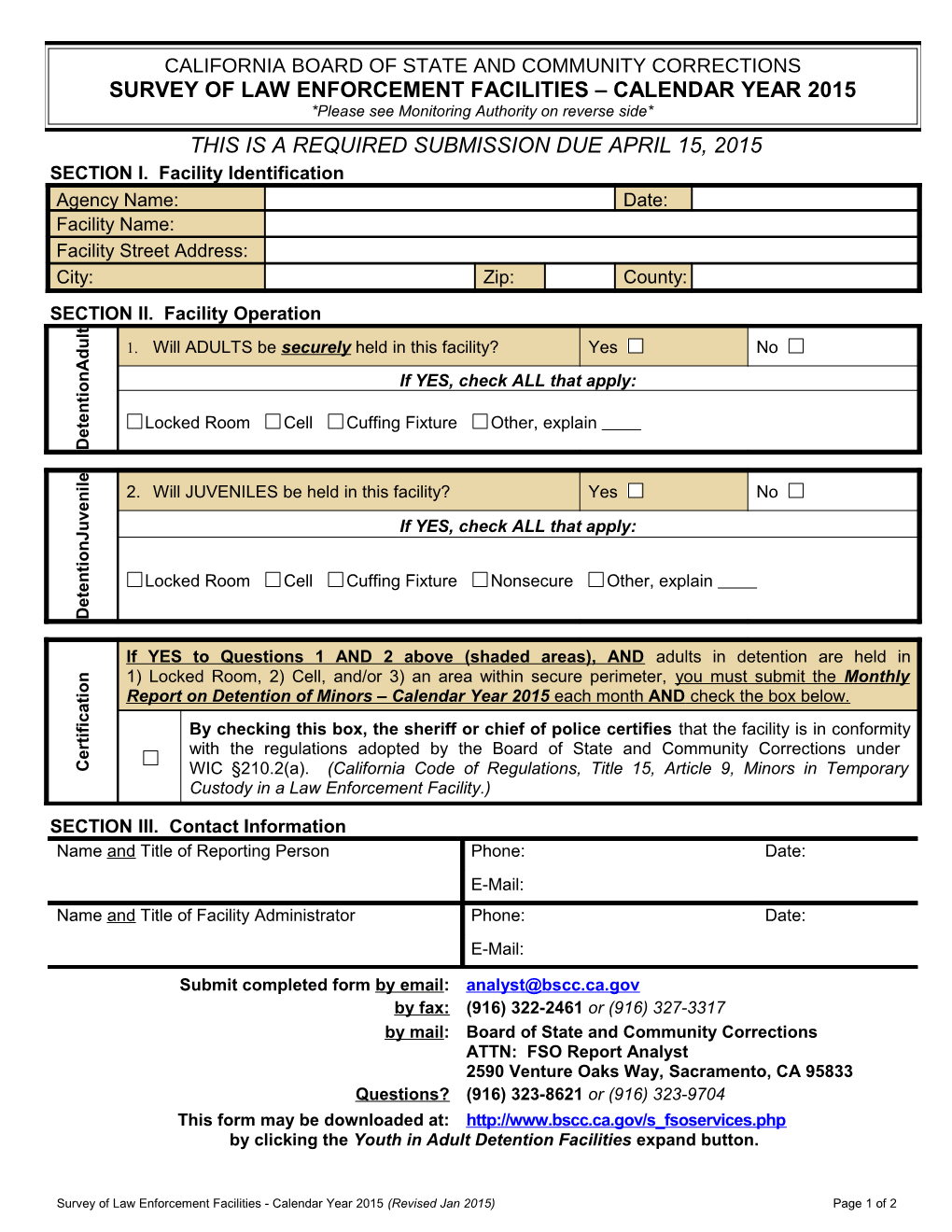 2011 CSA Survey of Law Enforcement Facilities