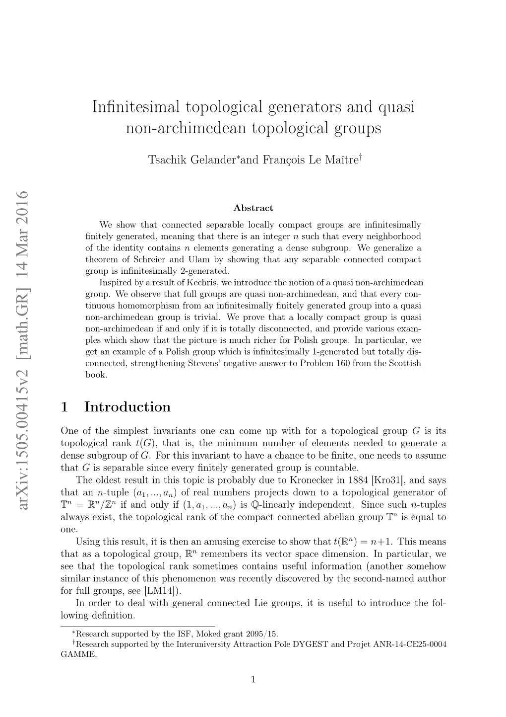 Infinitesimal Generators and Quasi Non-Archimedean Topological Groups