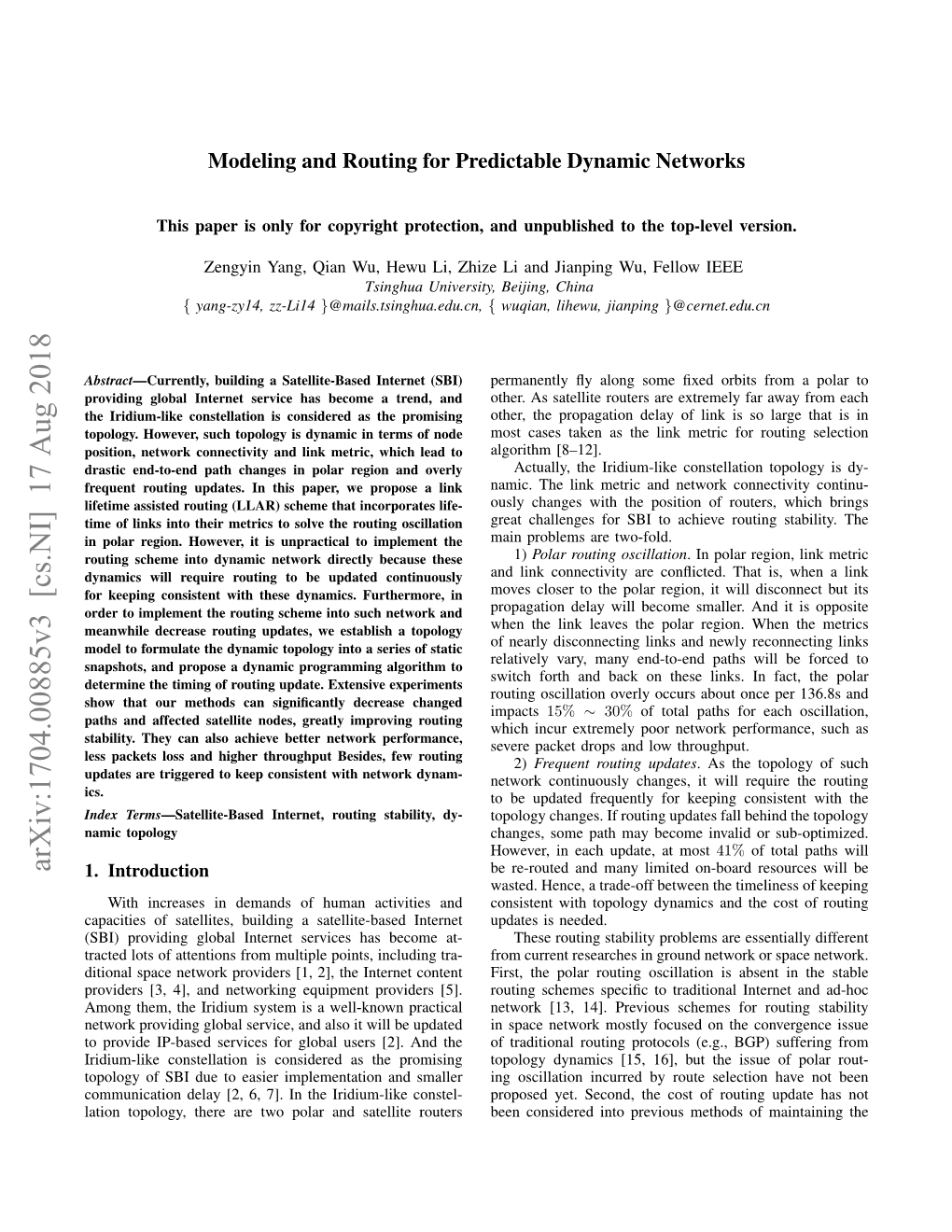 Modeling and Routing for Predictable Dynamic Networks: This Paper Is