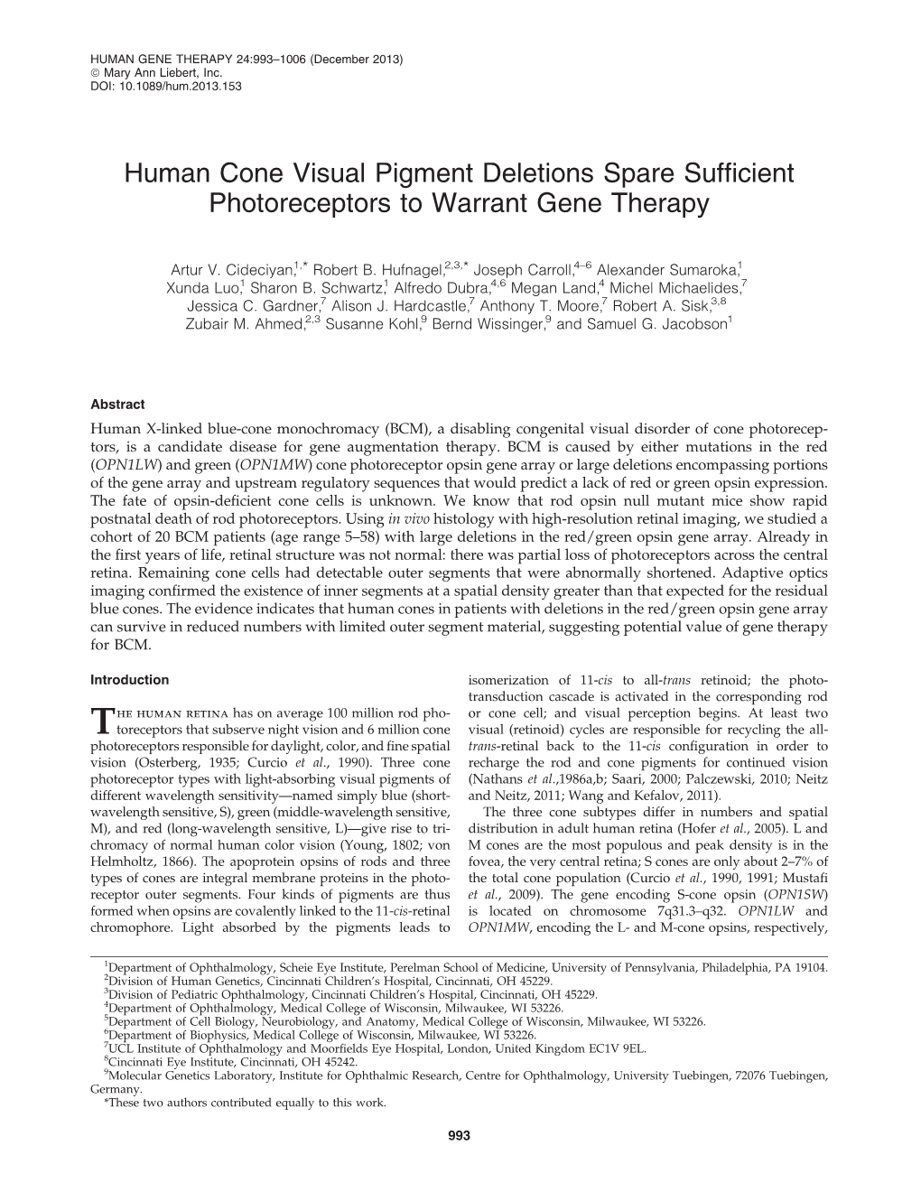 Human Cone Visual Pigment Deletions Spare Sufficient