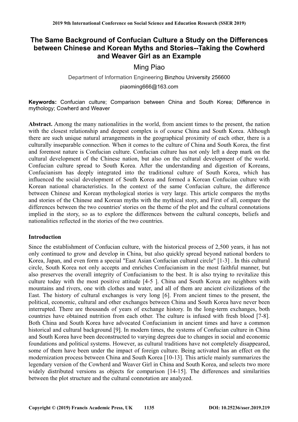 The Same Background of Confucian Culture a Study on the Differences