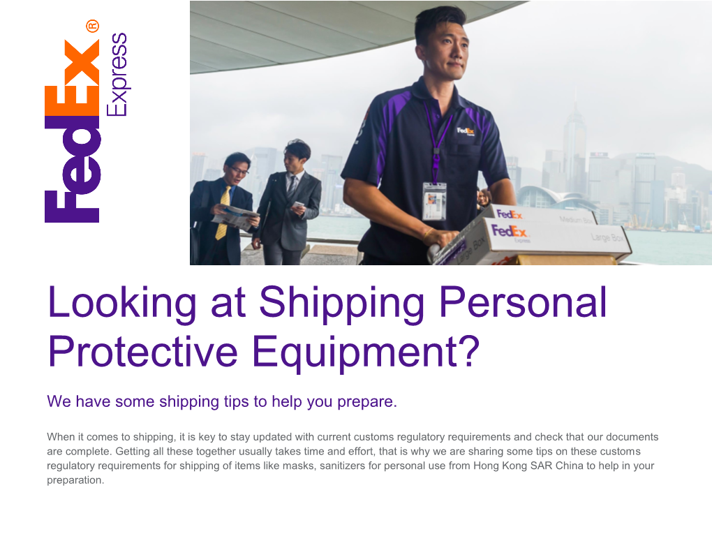 Looking at Shipping Personal Protective Equipment?