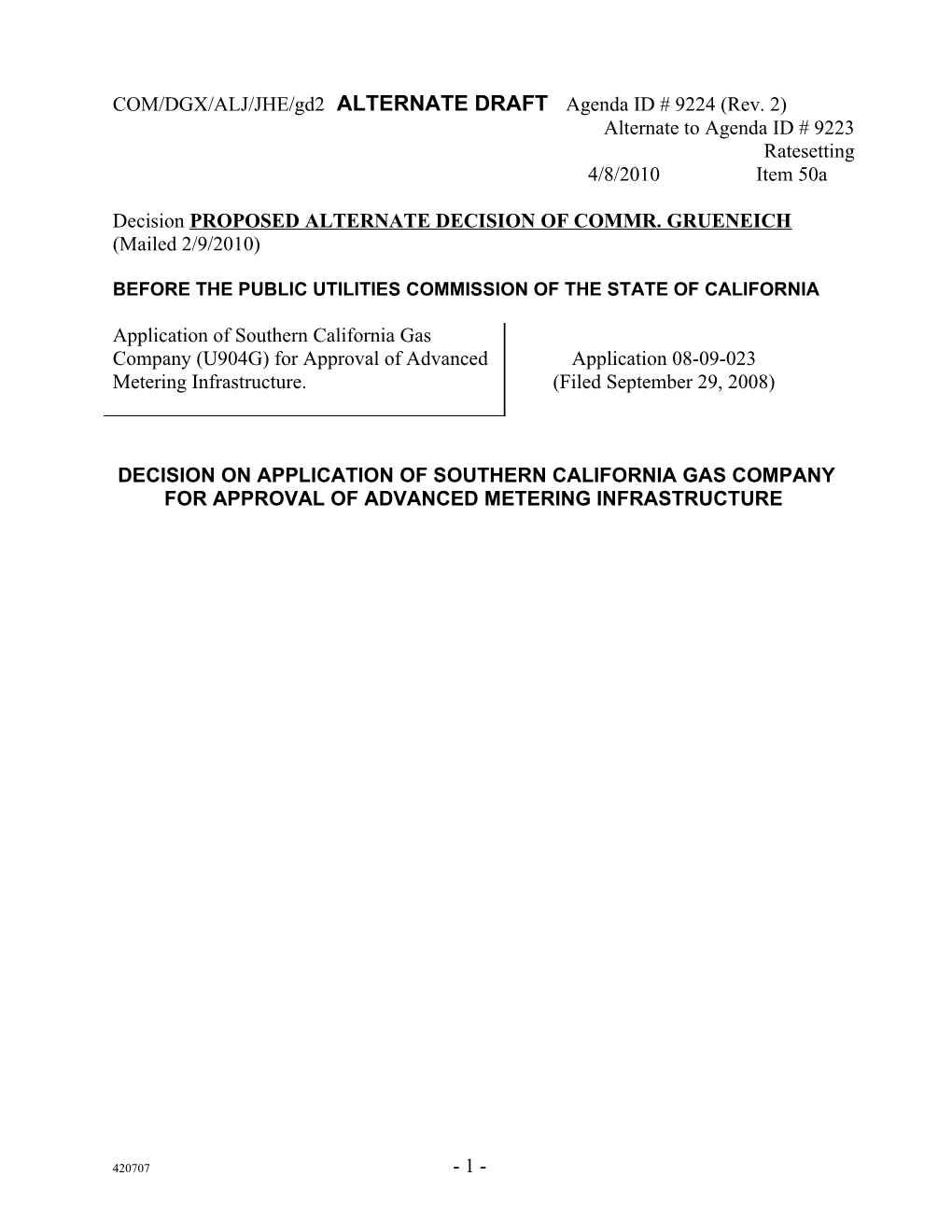 COM/DGX/ALJ/JHE/Gd2 ALTERNATE DRAFT Agenda ID # 9224 (Rev. 2)