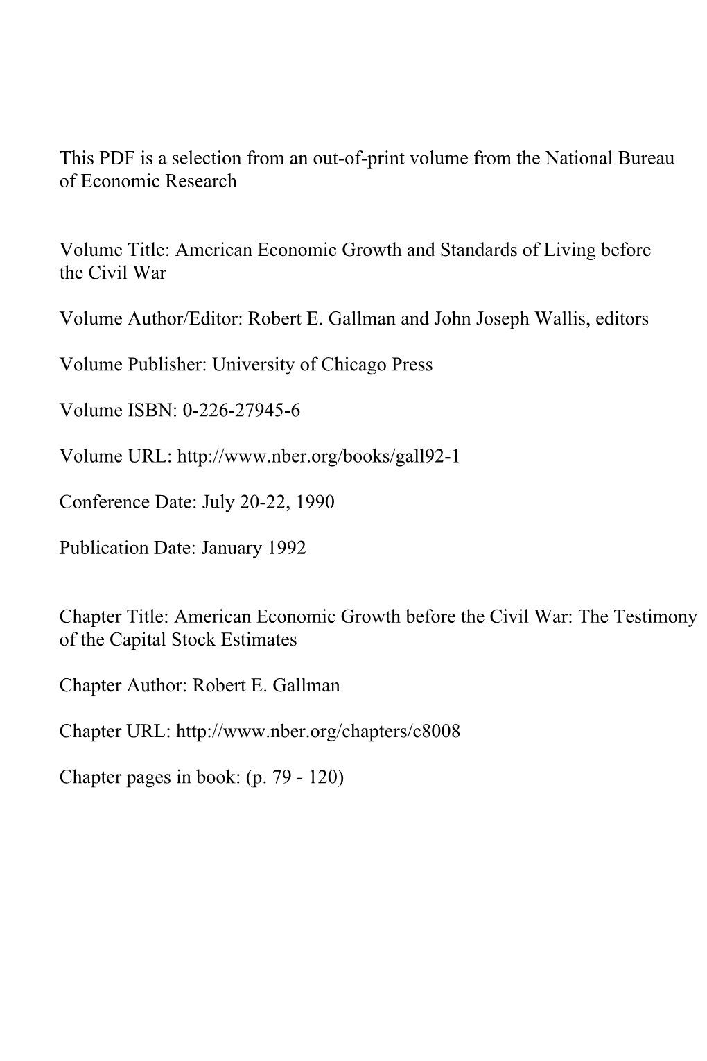 American Economic Growth Before the Civil War: the Testimony of the Capital Stock Estimates