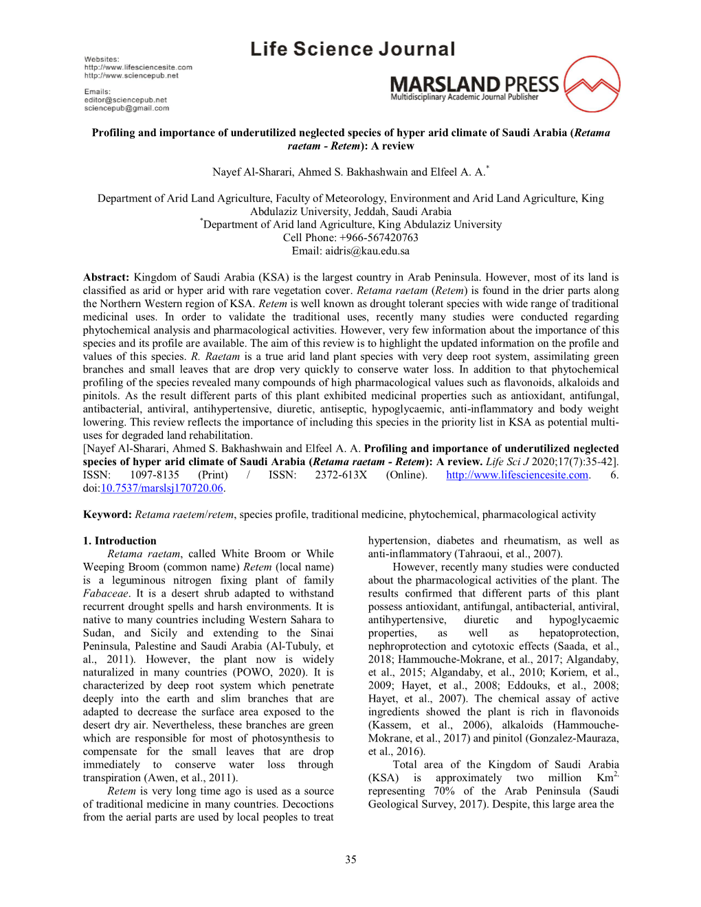 (Retama Raetam - Retem): a Review