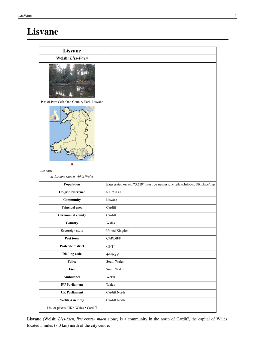 Lisvane 1 Lisvane