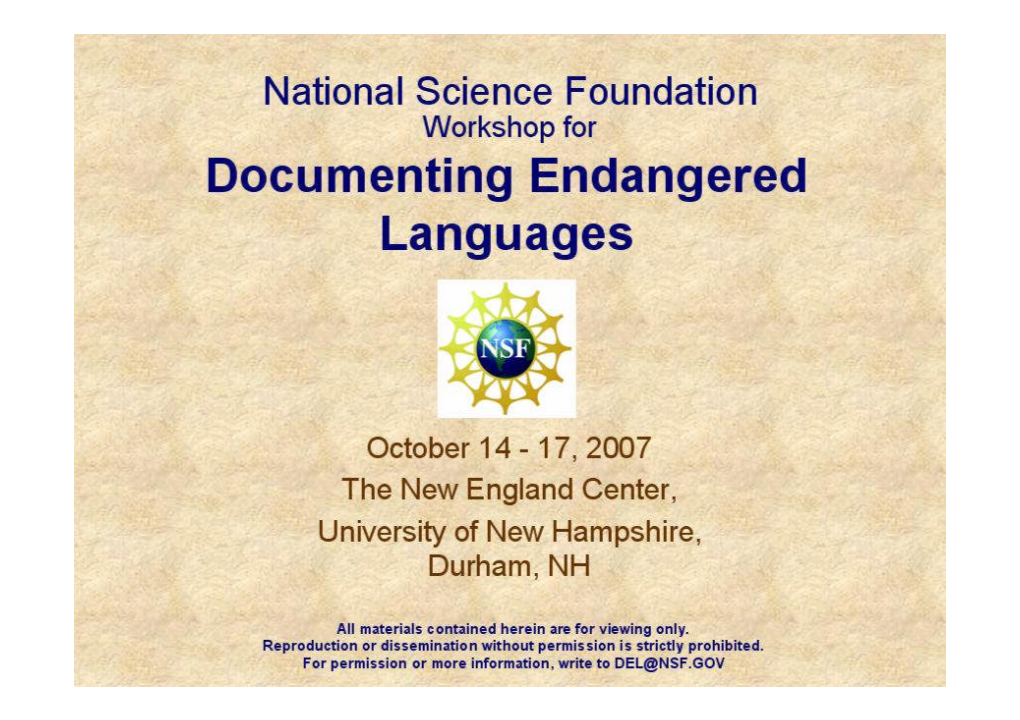 Documenting Endangered Languages