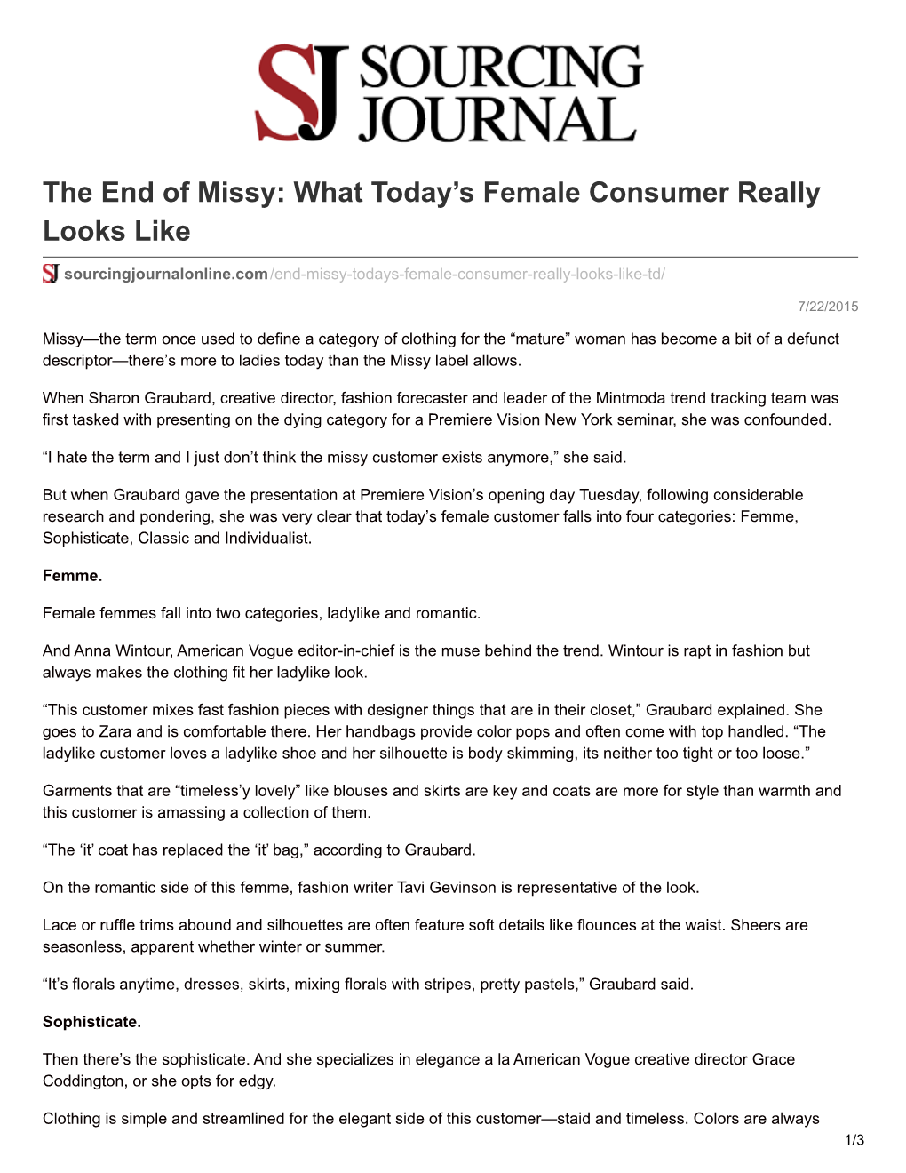 The End of Missy: What Today's Female Consumer