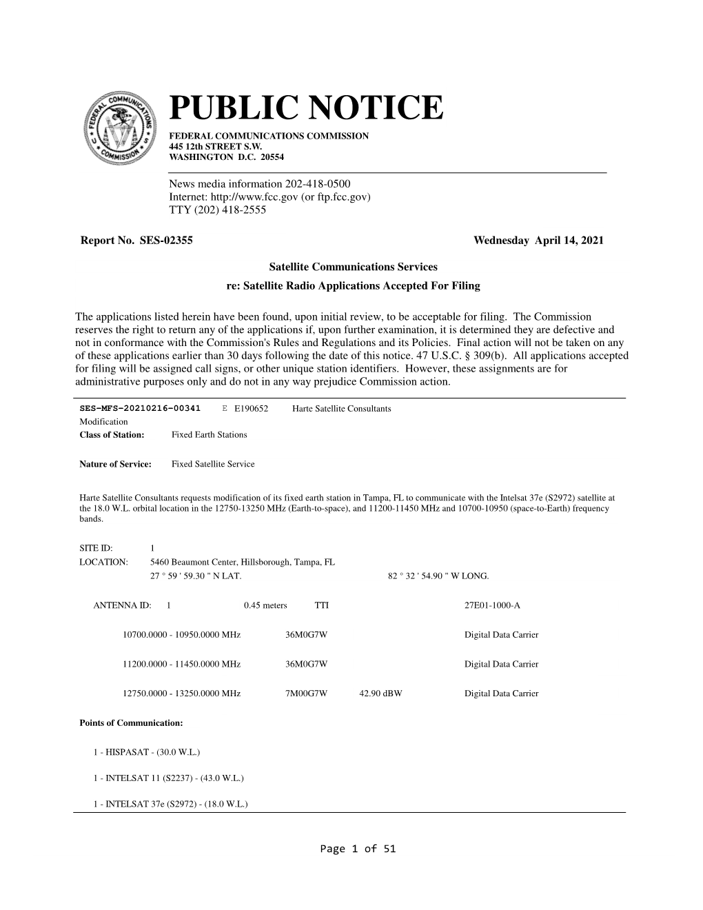 PUBLIC NOTICE FEDERAL COMMUNICATIONS COMMISSION 445 12Th STREET S.W