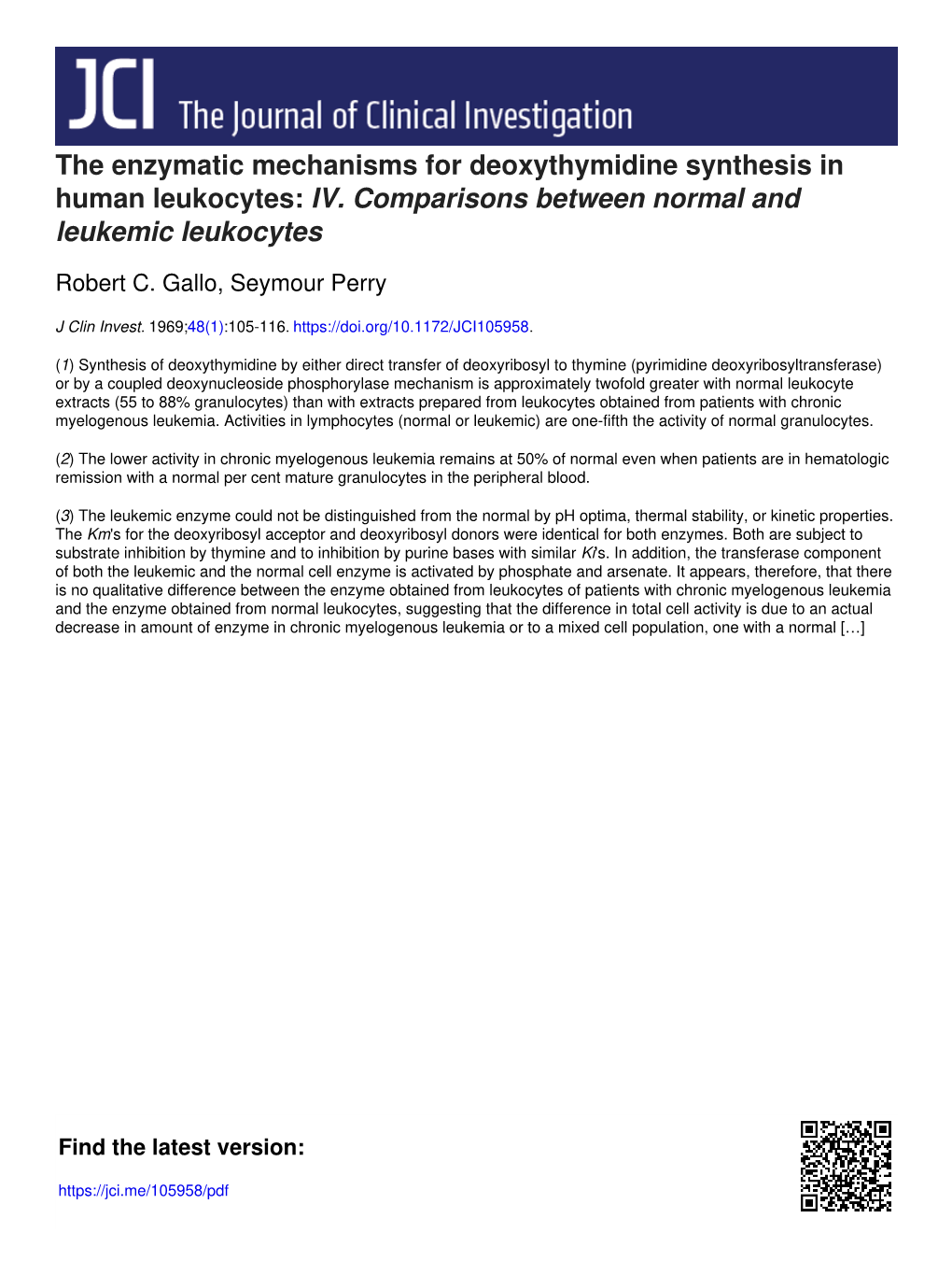 The Enzymatic Mechanisms for Deoxythymidine Synthesis in Human Leukocytes: IV