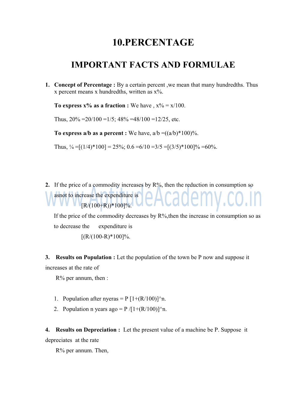 Important Facts and Formulae
