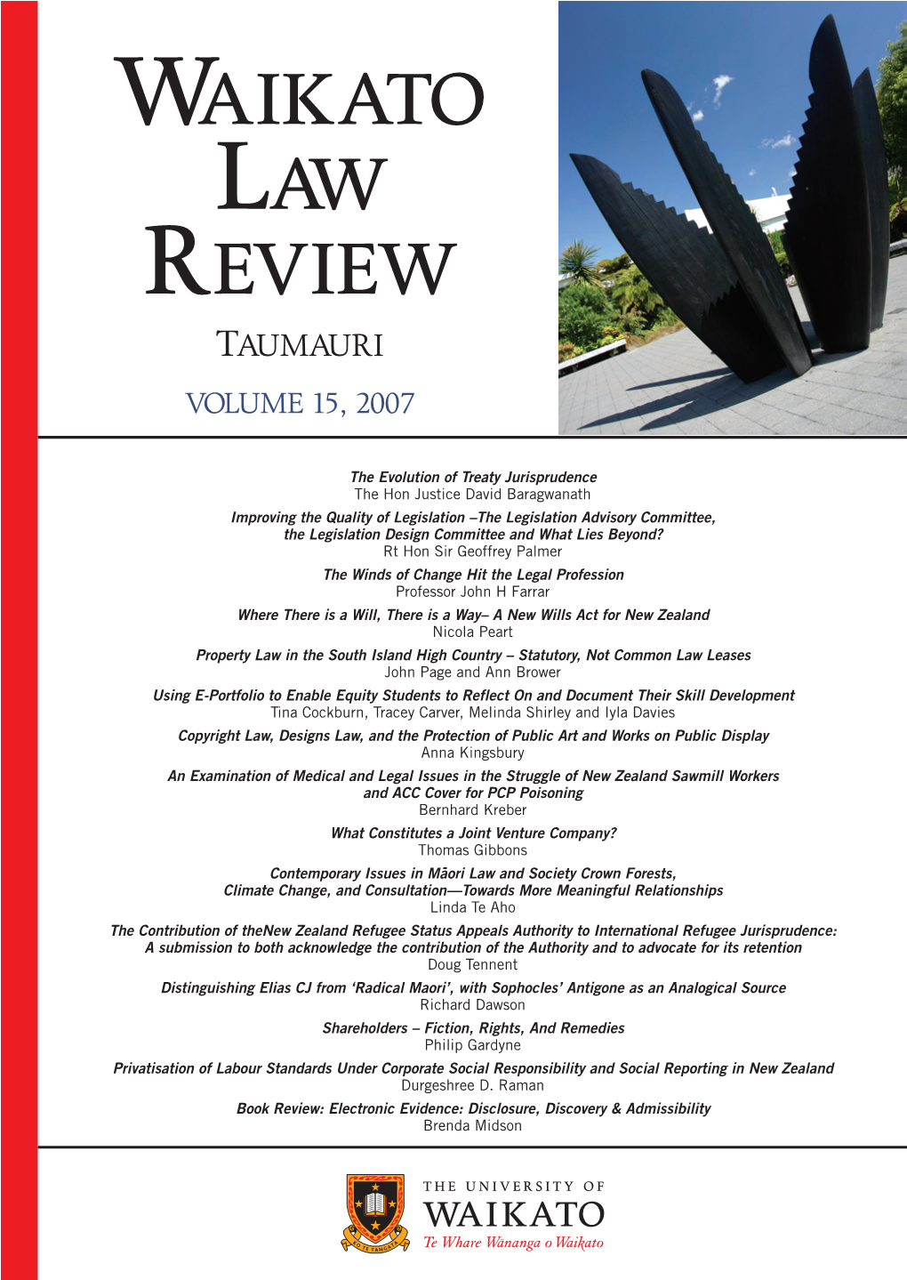Waikato Law Review Cover
