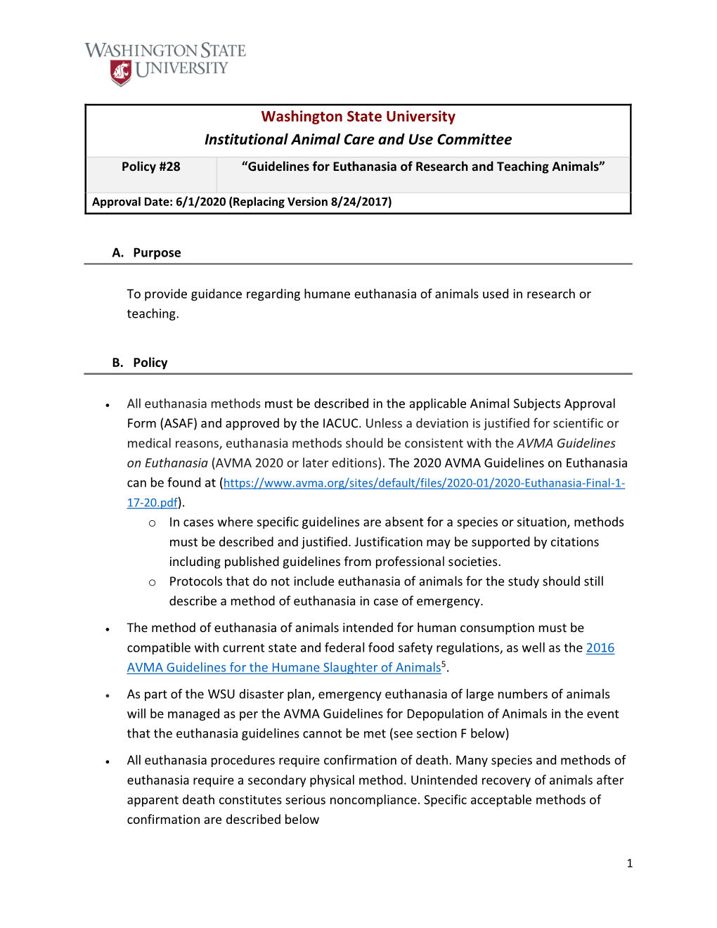 Euthanasia for Research and Teaching Animals