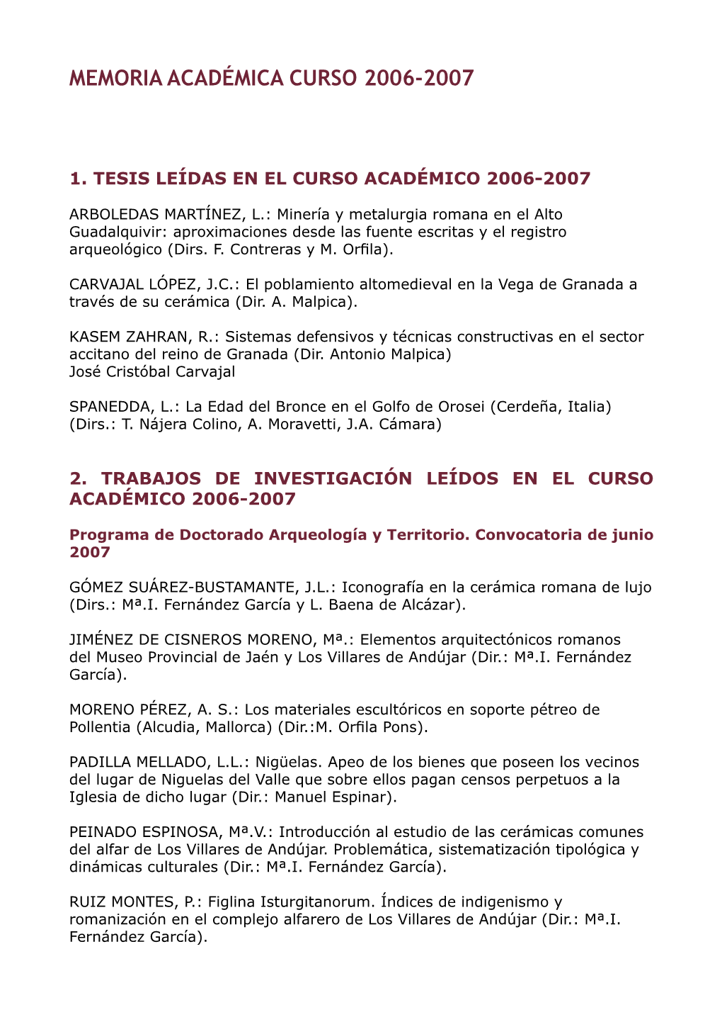 Memoria Académica Curso 2006-2007