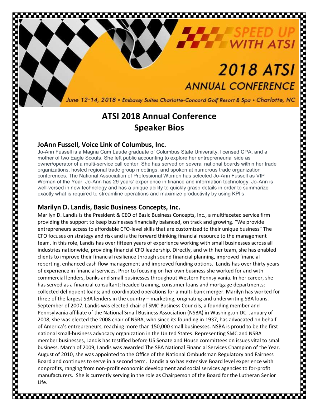 ATSI 2018 Annual Conference Speaker Bios
