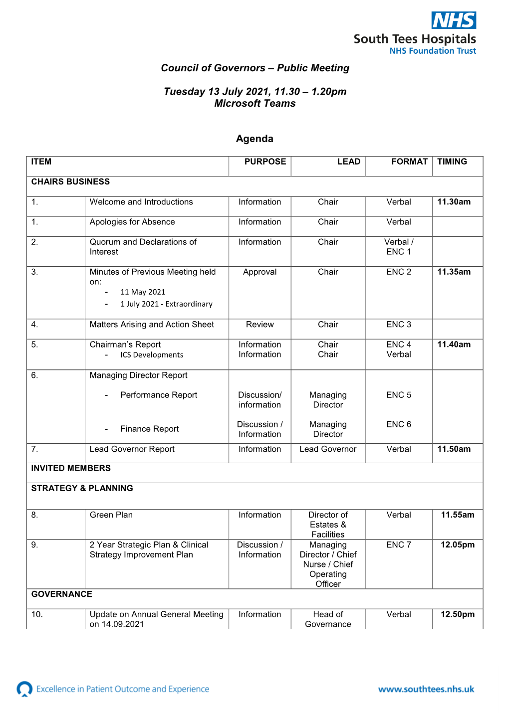 Cog Agenda 13.07.2021