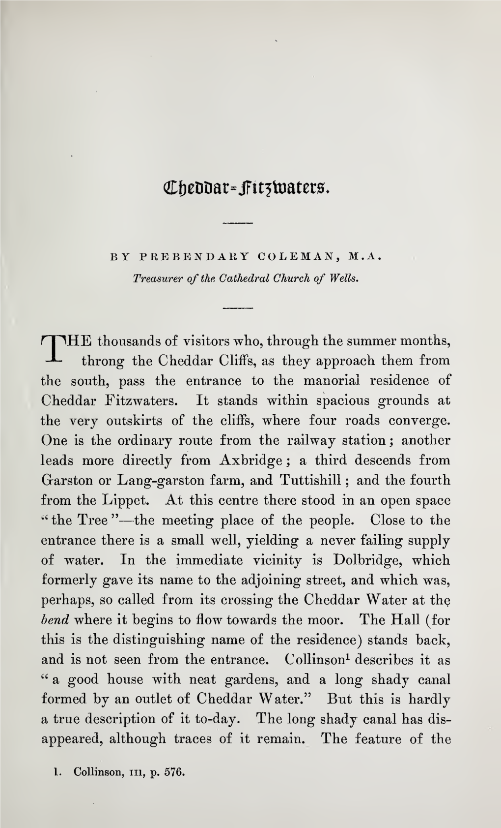 Coleman, Cheddar-Fitzwaters, Part II, Volume 49