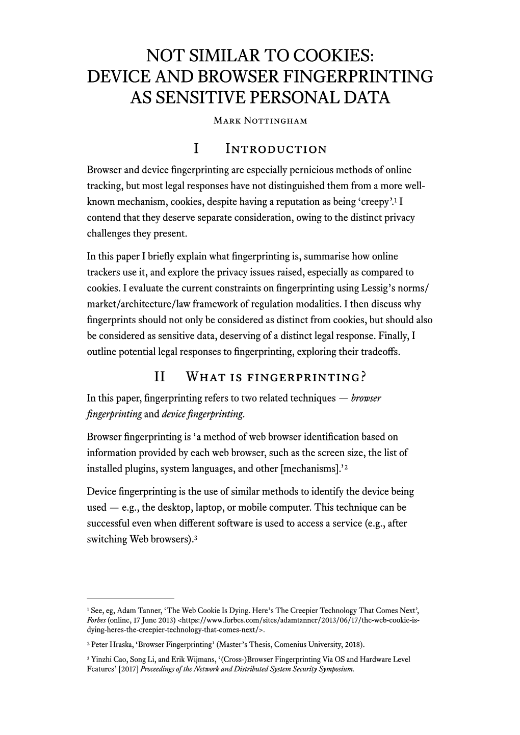 DEVICE and BROWSER FINGERPRINTING AS SENSITIVE PERSONAL DATA Mark Nottingham