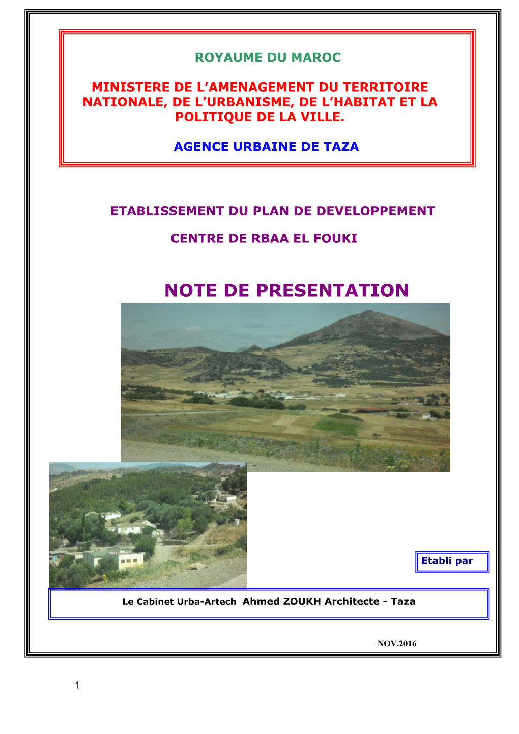 Note De Presentation