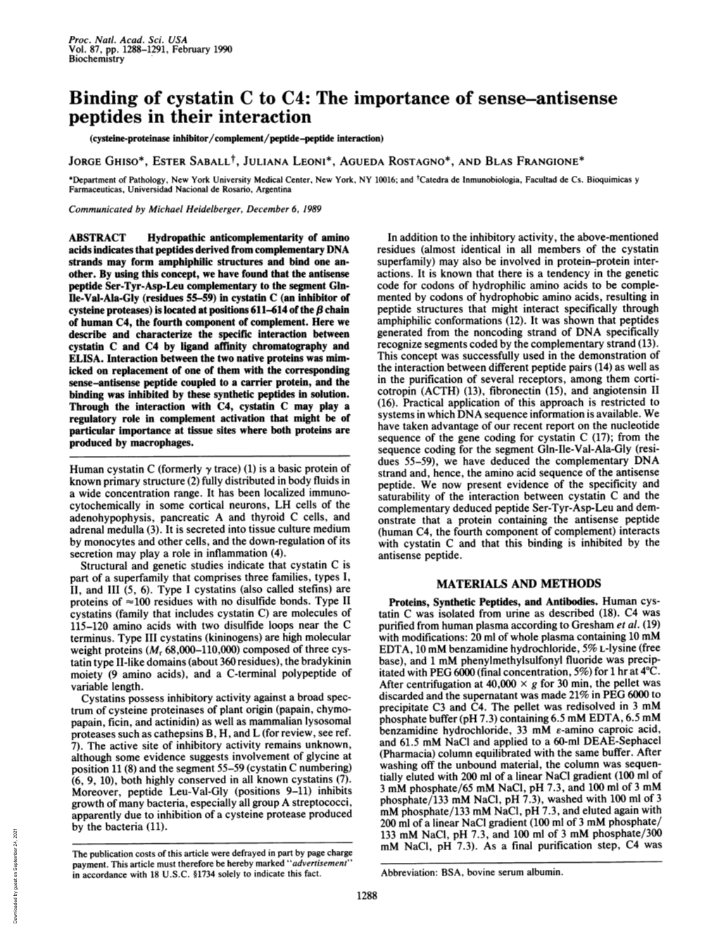 Binding of Cystatin C to C4