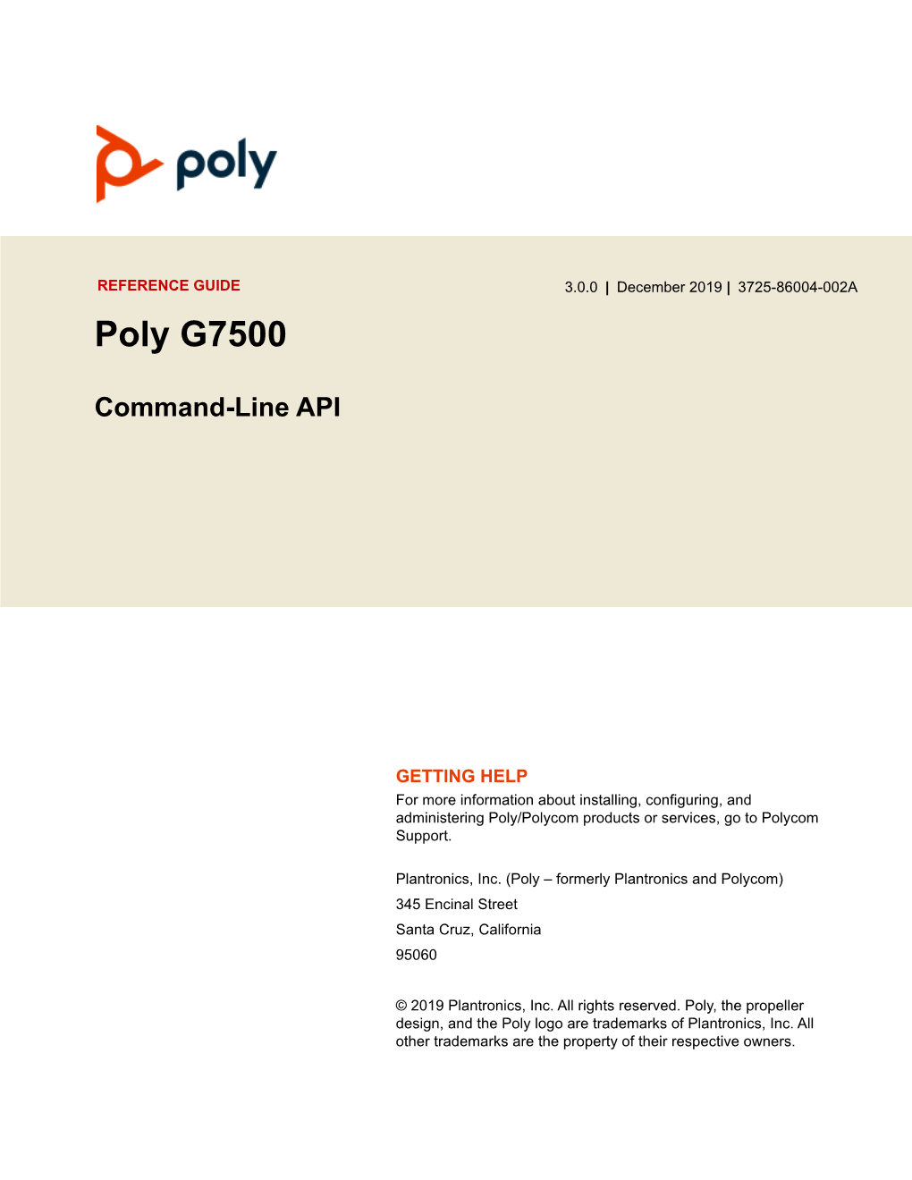 Poly G7500 Command-Line API Reference Guide