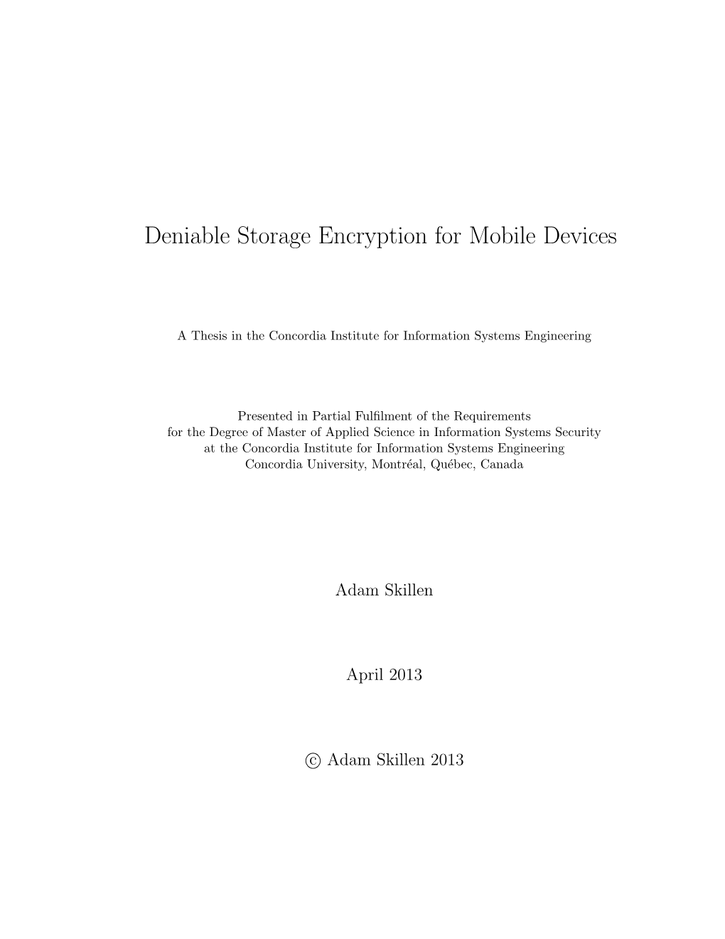 Deniable Storage Encryption for Mobile Devices