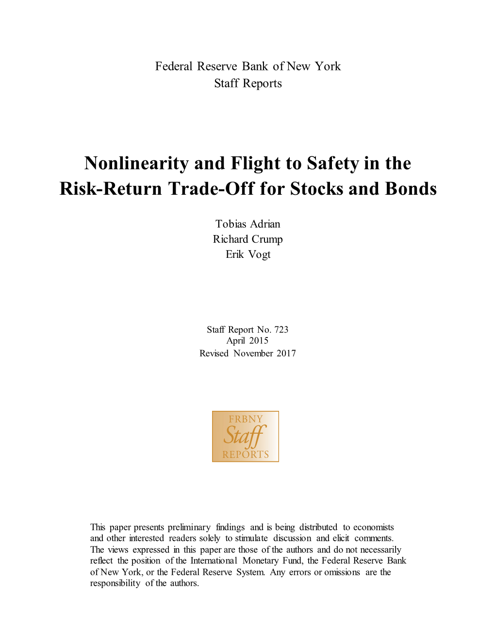 Nonlinearity and Flight to Safety in the Risk-Return Trade-Off for Stocks and Bonds