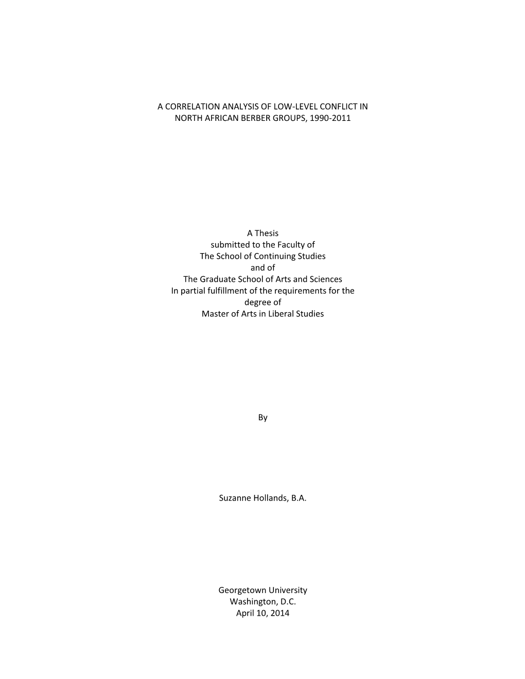 A Correlation Analysis of Low-Level Conflict in North African Berber Groups, 1990-2011