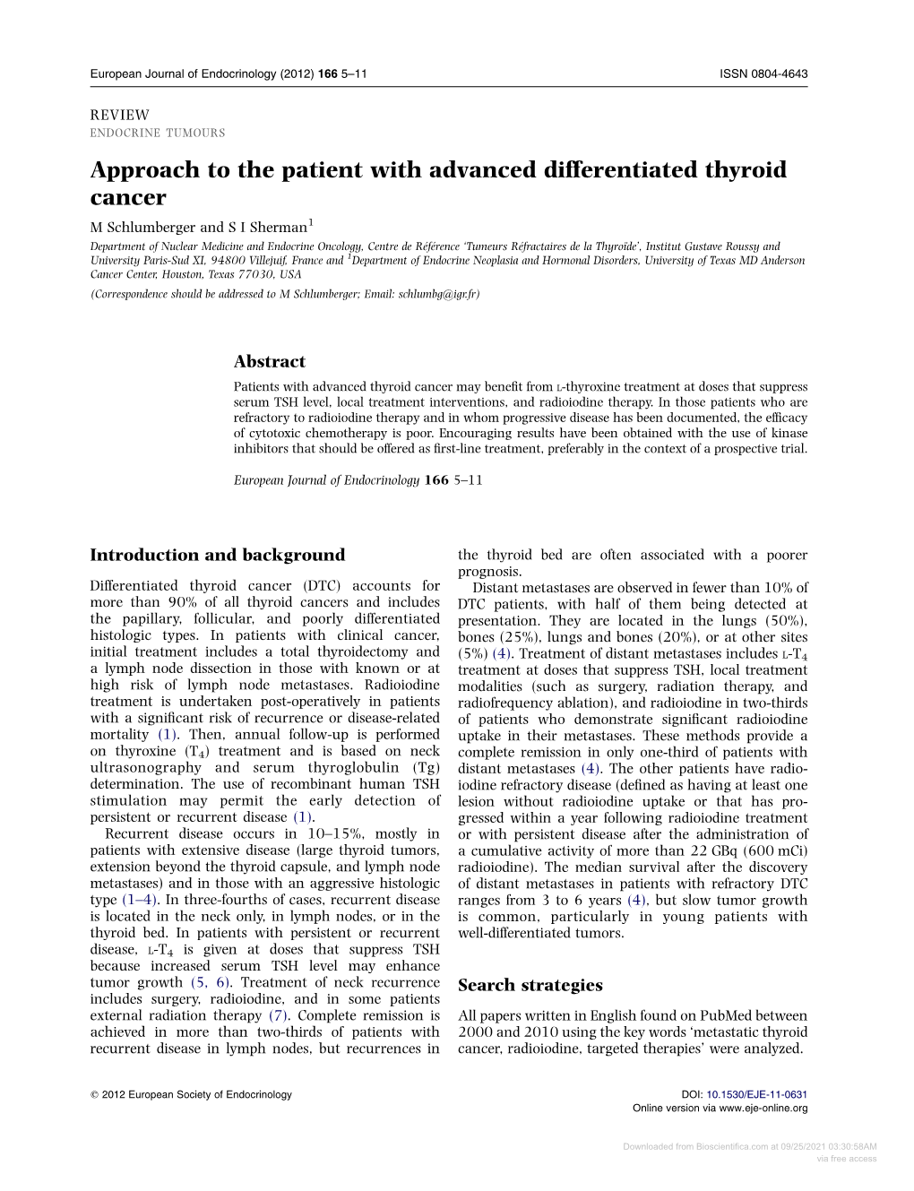 Approach to the Patient with Advanced Differentiated Thyroid Cancer
