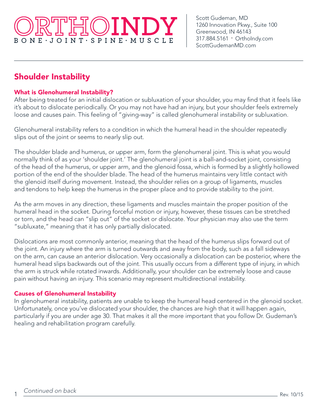 Shoulder Instability