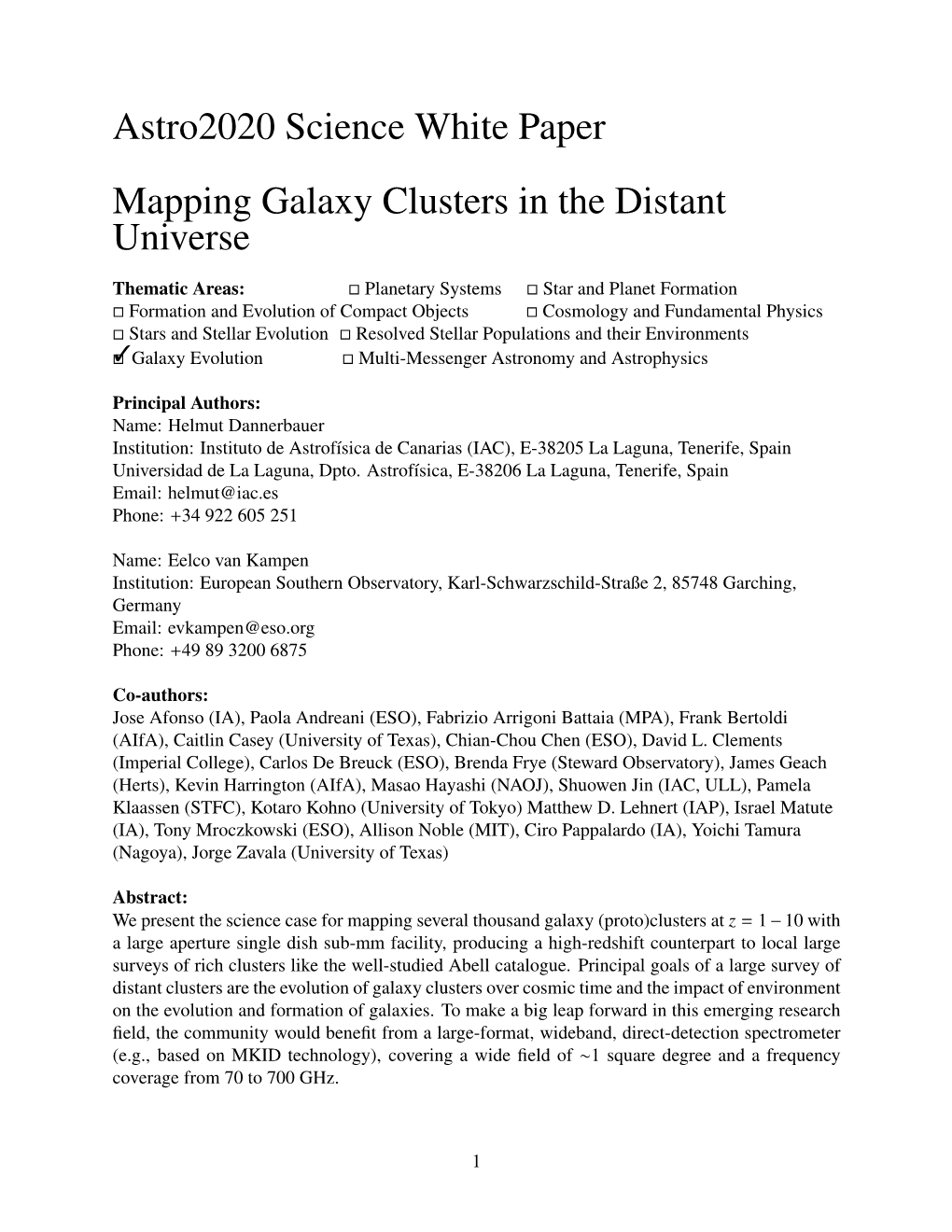 Mapping Galaxy Clusters in the Distant Universe