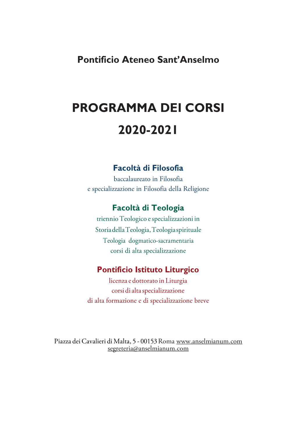 Programma Dei Corsi 2020-2021