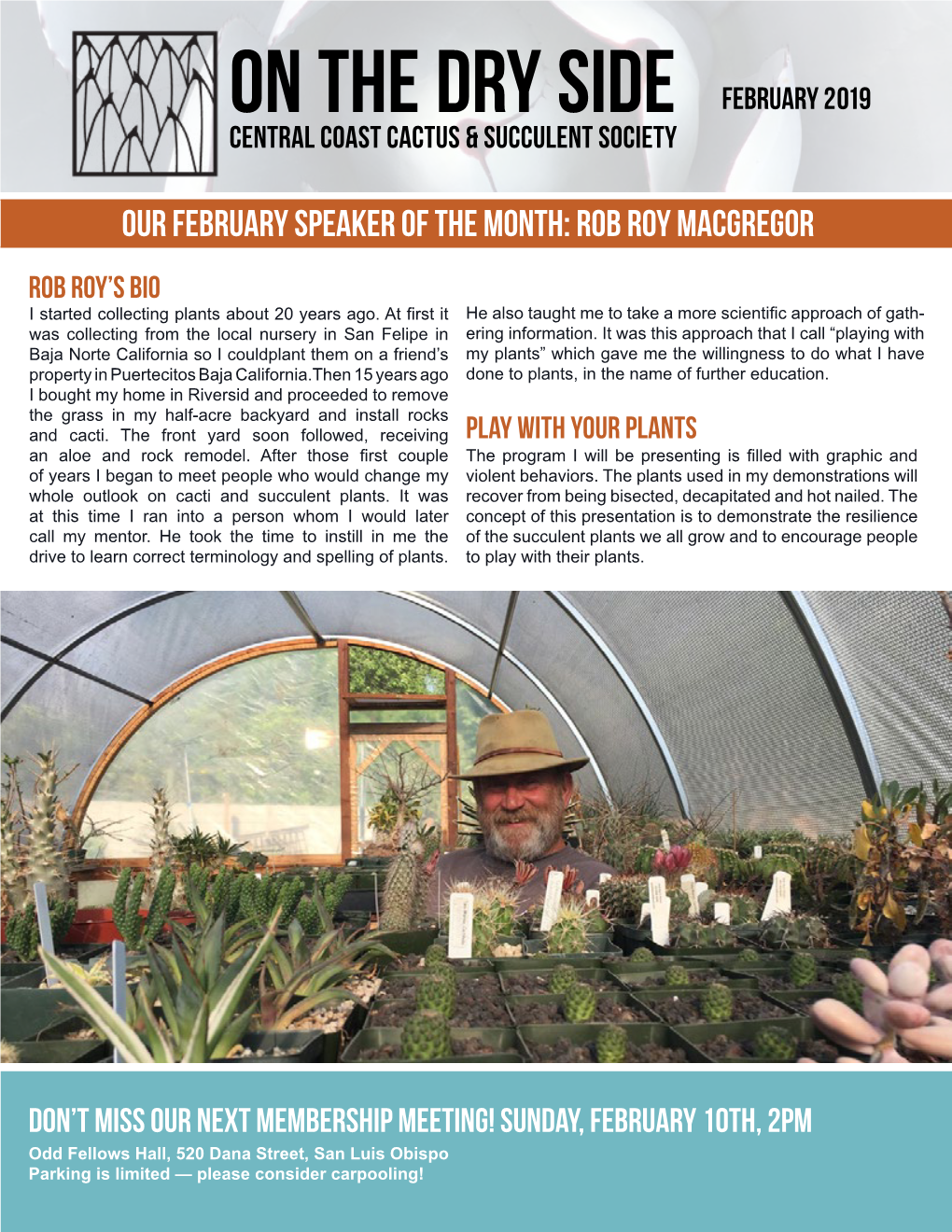 On the Dry Side February 2019 Central Coast Cactus & Succulent Society