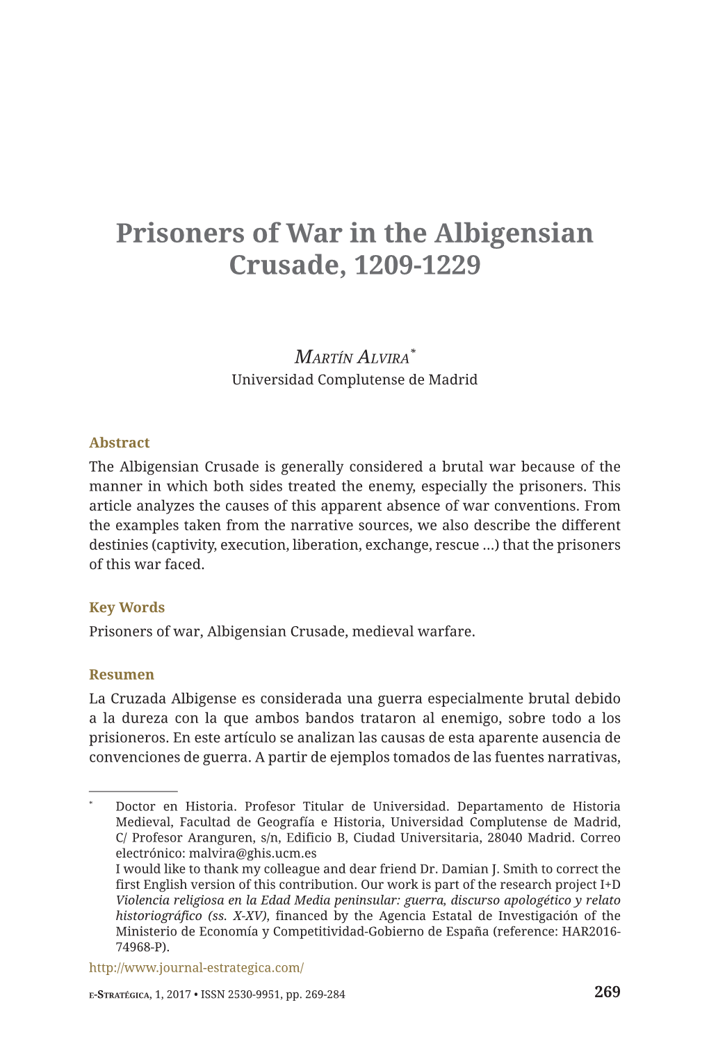 Prisoners of War in the Albigensian Crusade, 1209-1229