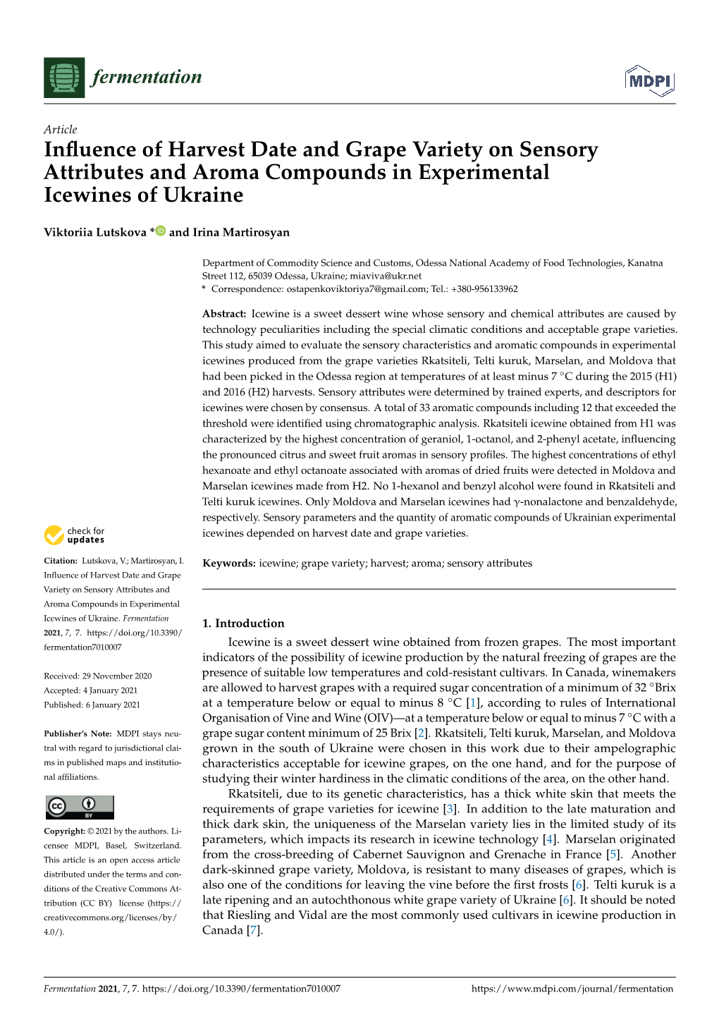 Influence of Harvest Date and Grape Variety on Sensory Attributes And