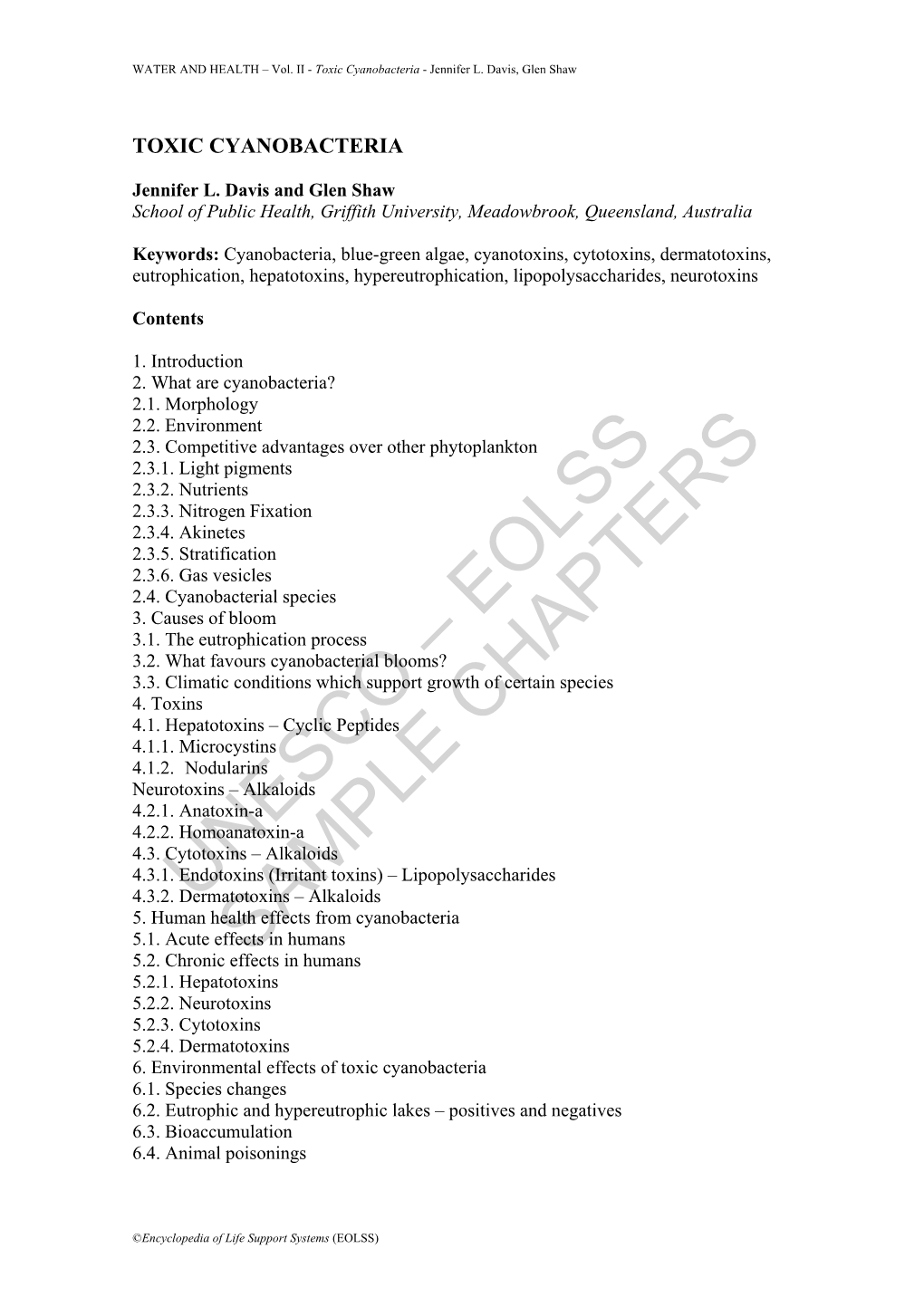 Toxic Cyanobacteria - Jennifer L