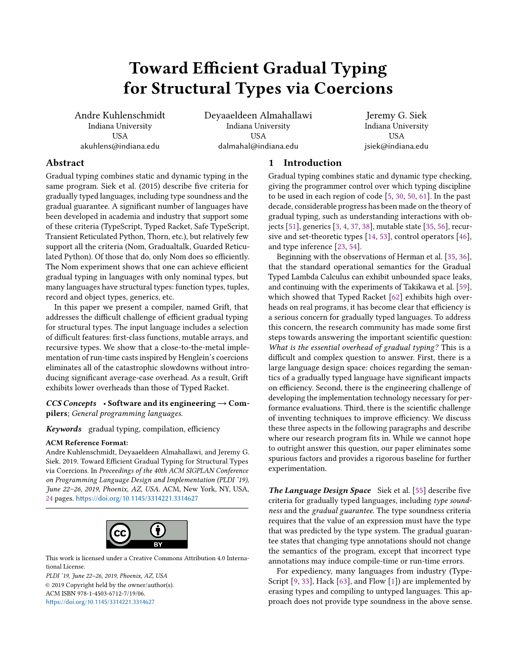 Towards Efficient Gradual Typing for Structural Types