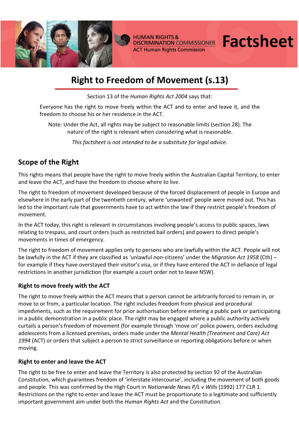 Freedom of Movement (S.13)